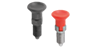 Indexing plungers, steel or stainless steel with plastic mushroom grip and locking slot - inch