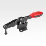 Horizontal Toggle Clamps with flat foot and adjustable clamping spindle