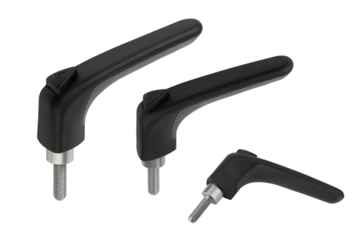 Adjustable handles ergonomic external thread, steel parts stainless steel