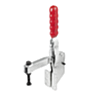 Toggle clamps vertical with angled foot and adjustable clamping spindle