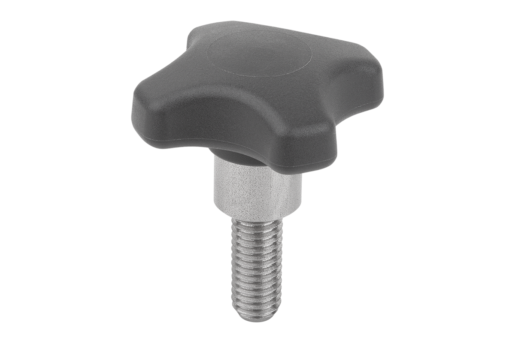 Palm grips, antibacterial plastic with protruding steel bush, Form L with male thread
