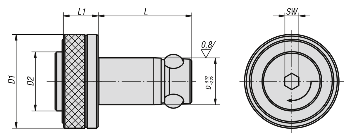 Locating cylinder with quick clamping system