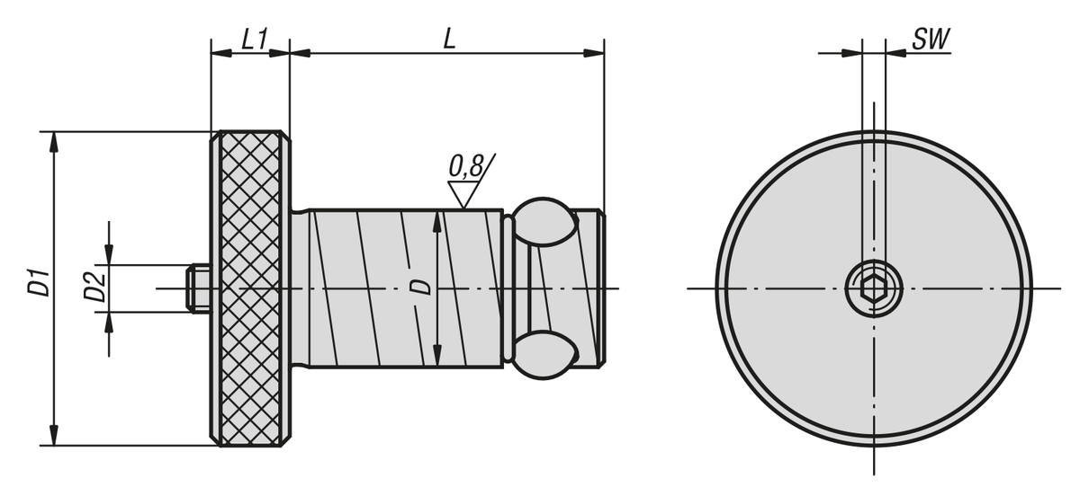 Locating cylinder stainless steel Ball Lock