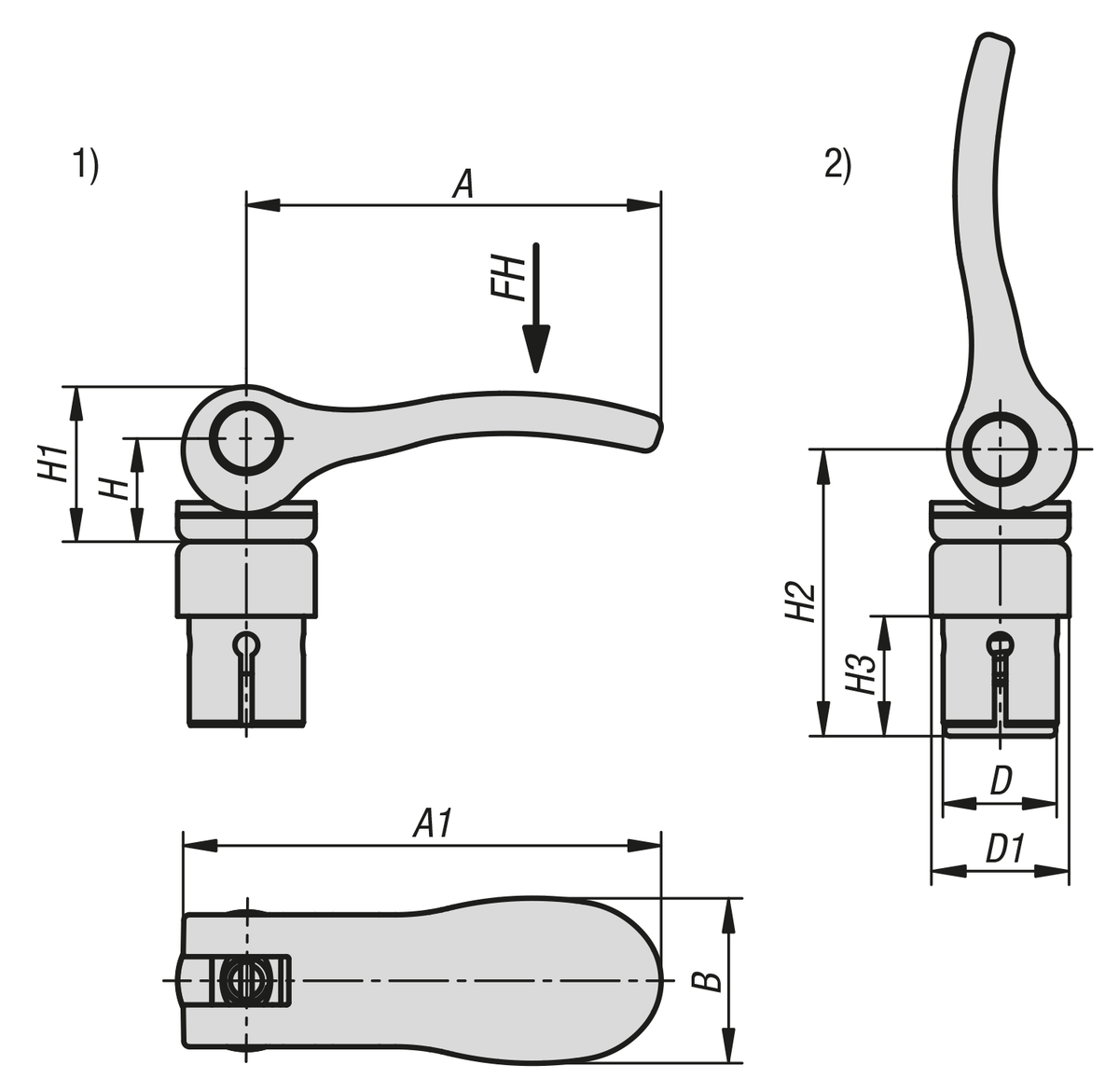 Mandrel collets, steel with cam lever