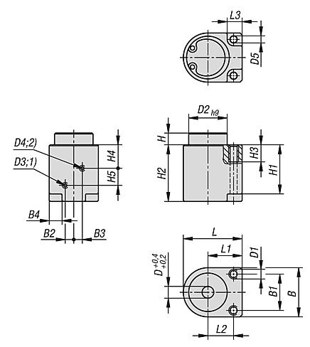 Locating adapters, flange, stainless steel, pneumatic