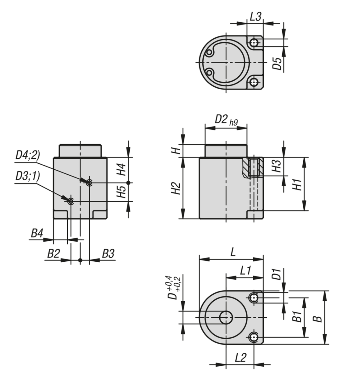 Locating adapters, flange, stainless steel, pneumatic