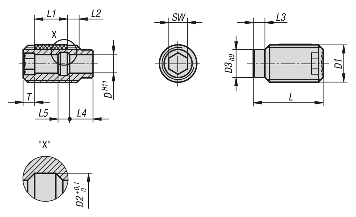 Bushing for ball lock pins with thread lock