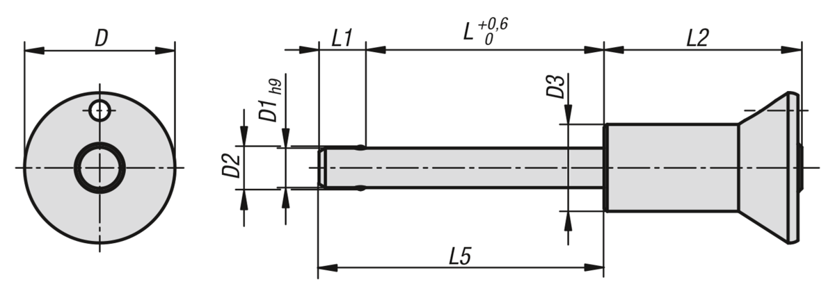 Ball lock pins with mushroom grip, stainless steel