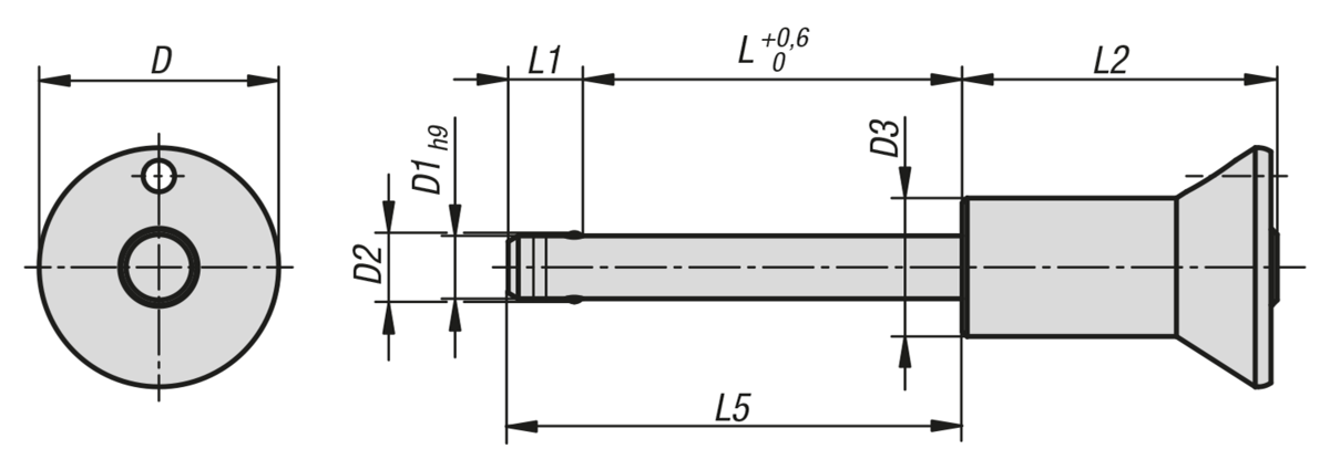 Ball lock pins with mushroom grip, stainless steel, with high shear strength