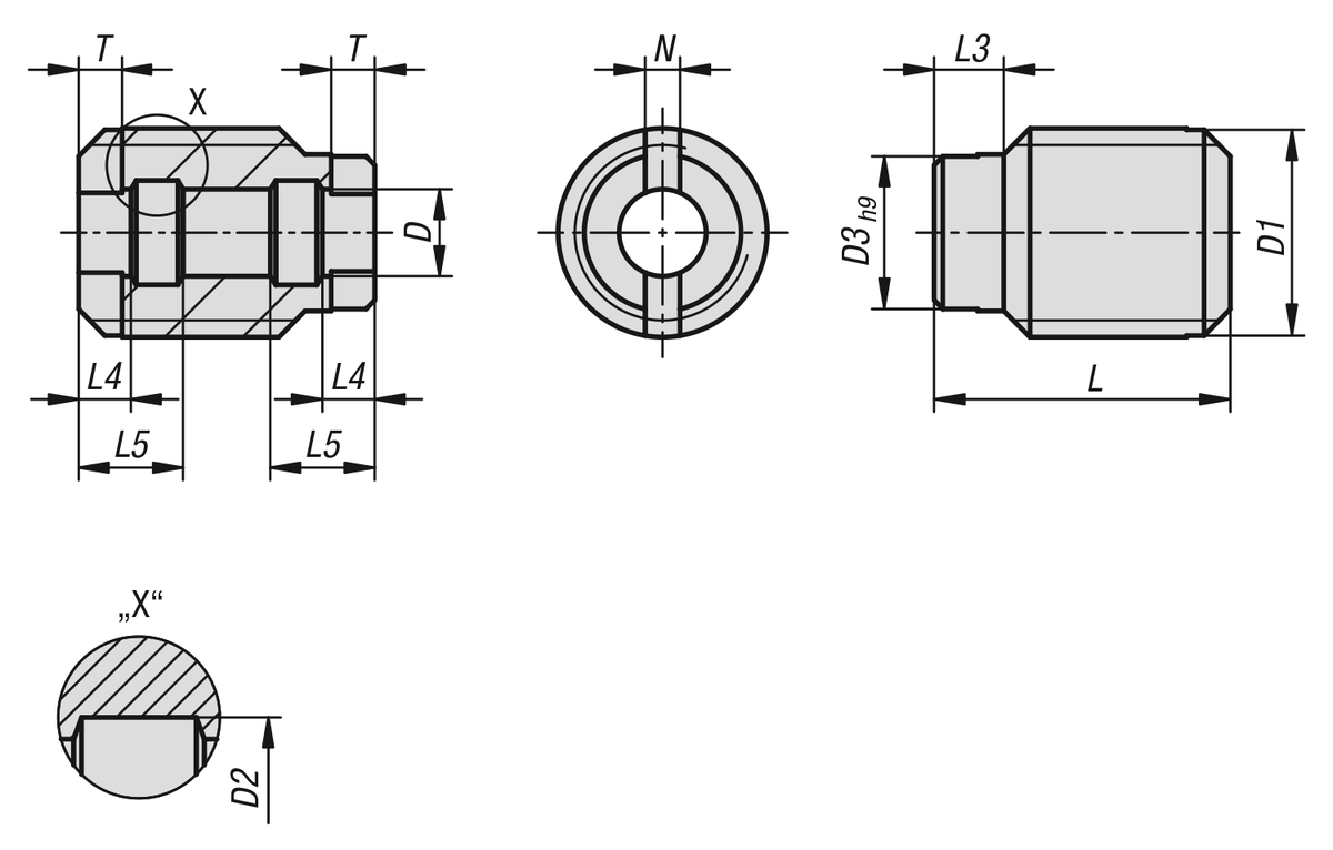 Locating bushes stainless steel for ball lock pins