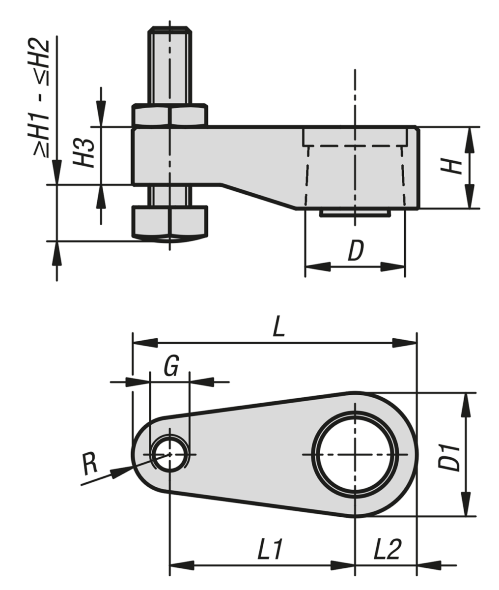 Clamping arm for compact hydraulic swing clamps