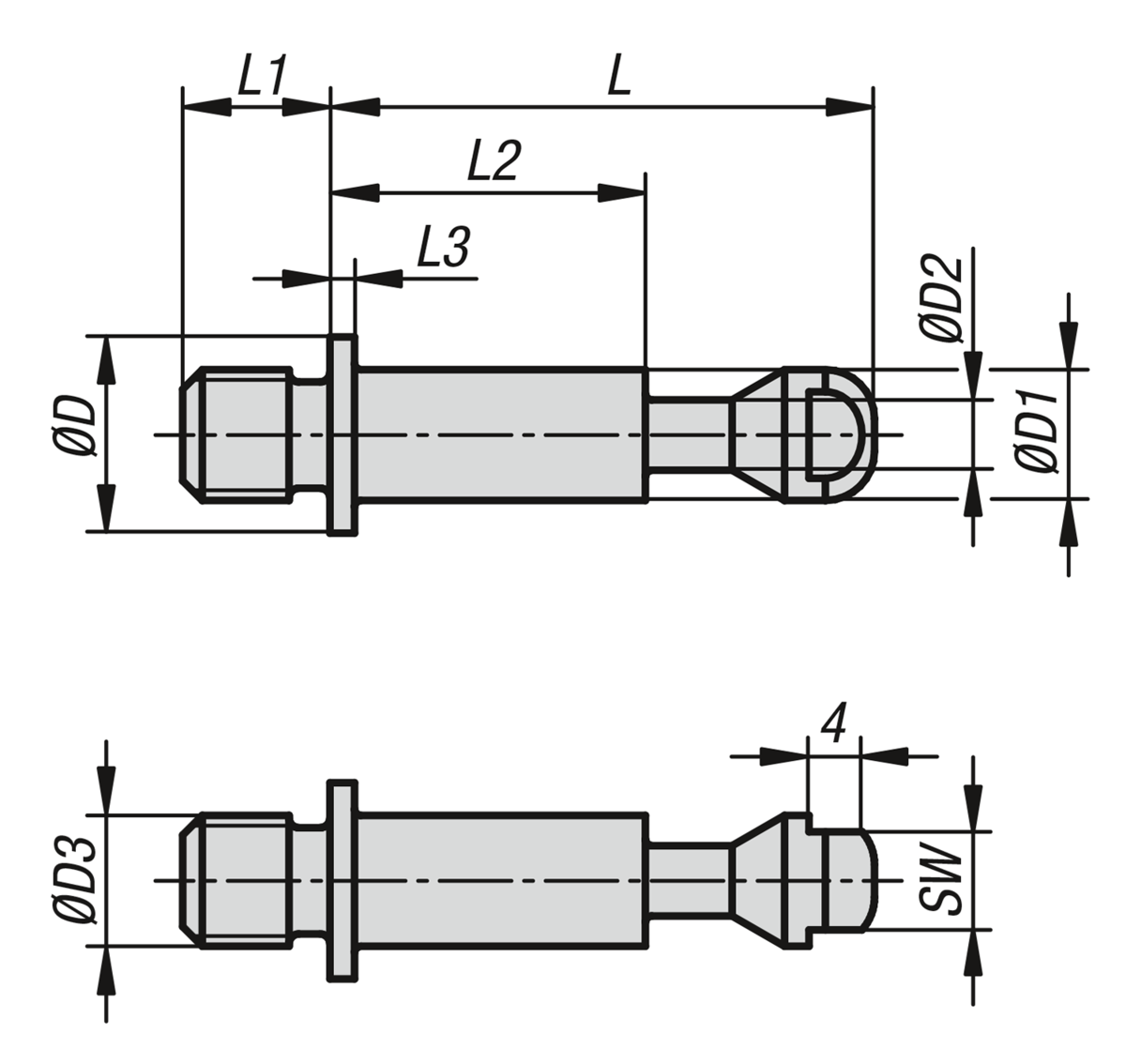 Tenon de serrage pour vérin à tirer pneumatique