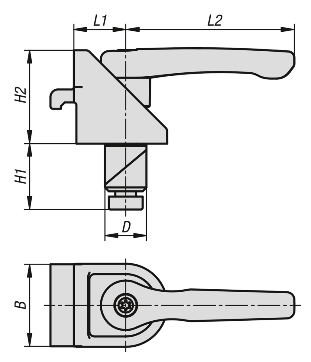 Clamping pin steel or stainless steel with clamping angle
