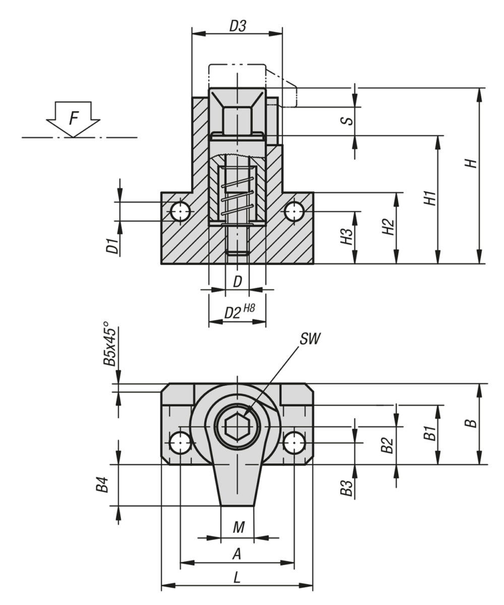 Hook clamp with extended clamping claw, with mounting bracket