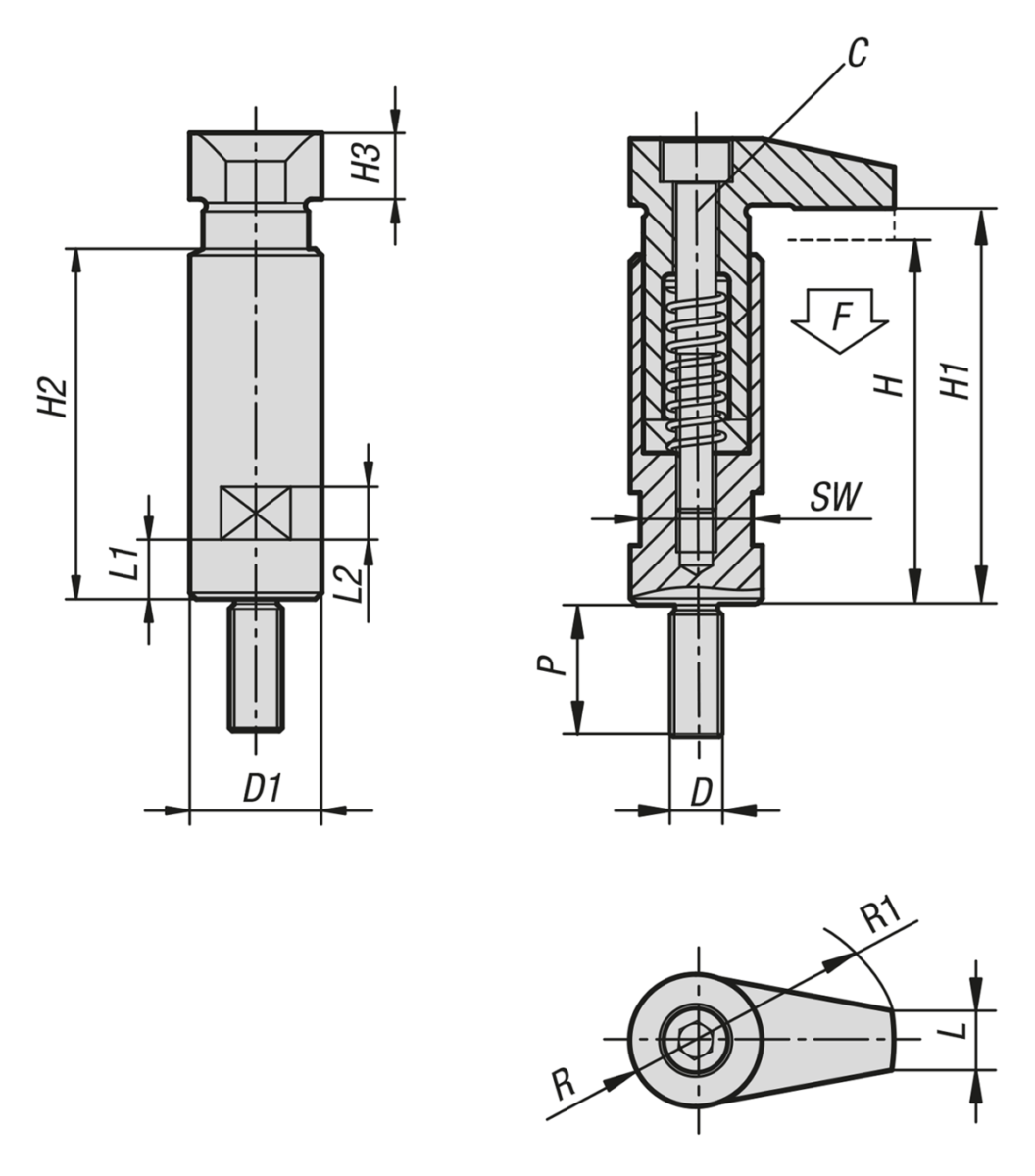 Hook clamp with collar with long clamping claw