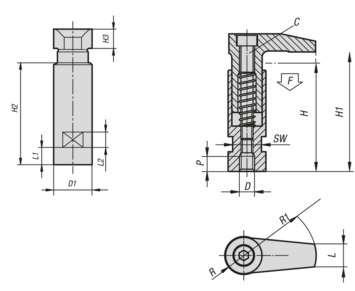 Hook clamp with collar with long clamping claw