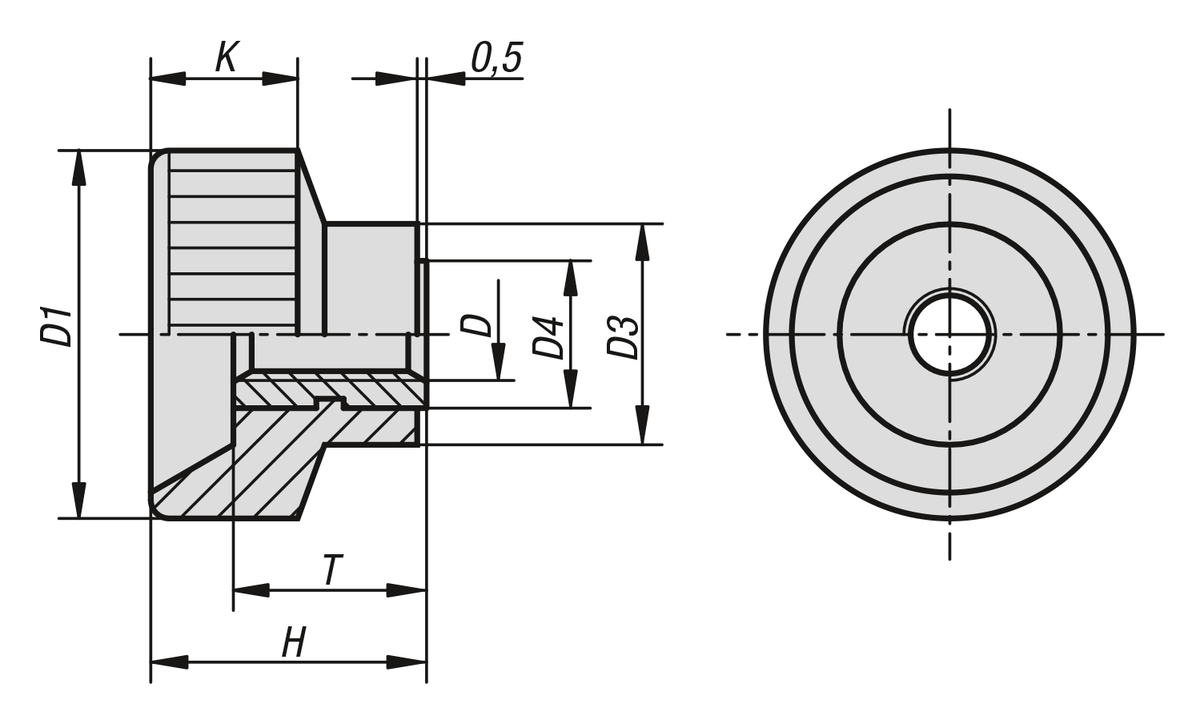 Knurled nuts plastic