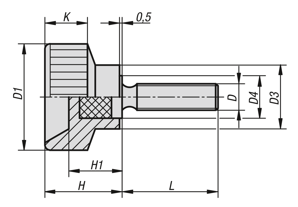 Knurled screws plastic