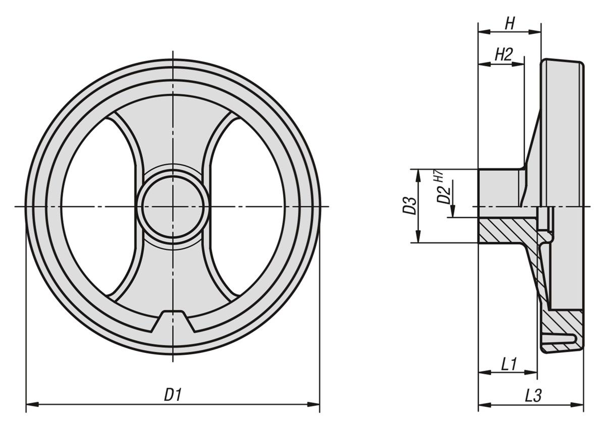 Handwheels 2-spokeplastic - inch