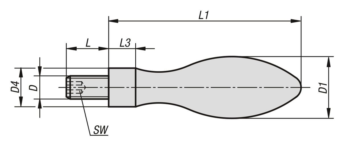 Machine and Handwheel Handles, fixed DIN 39 Style E, in steel