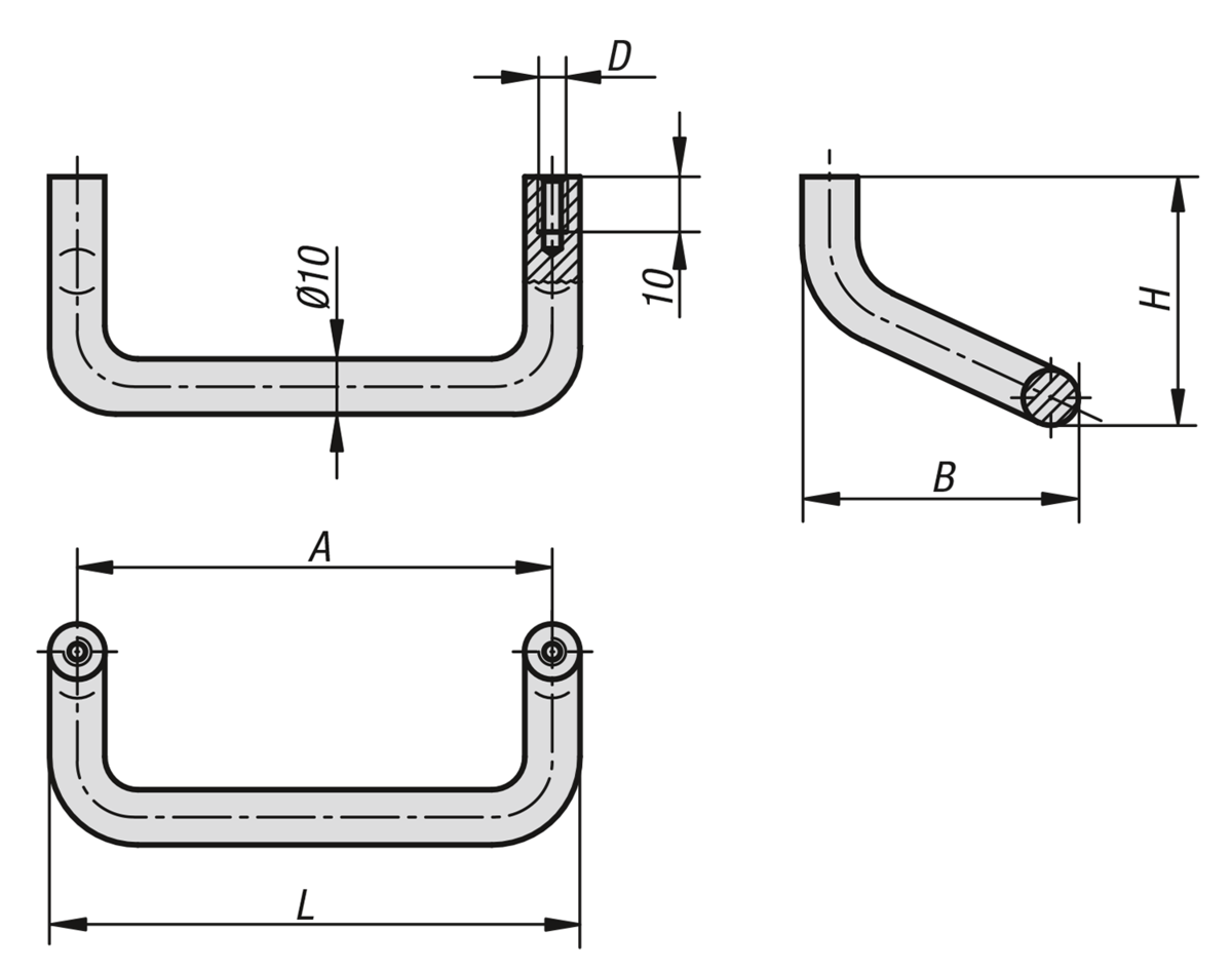 Pull handles angled