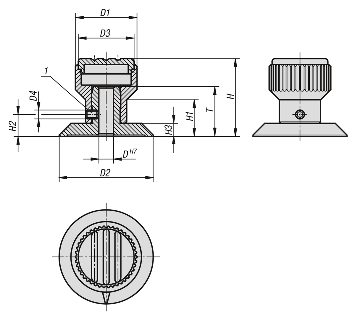 Knurled knobs with arrow