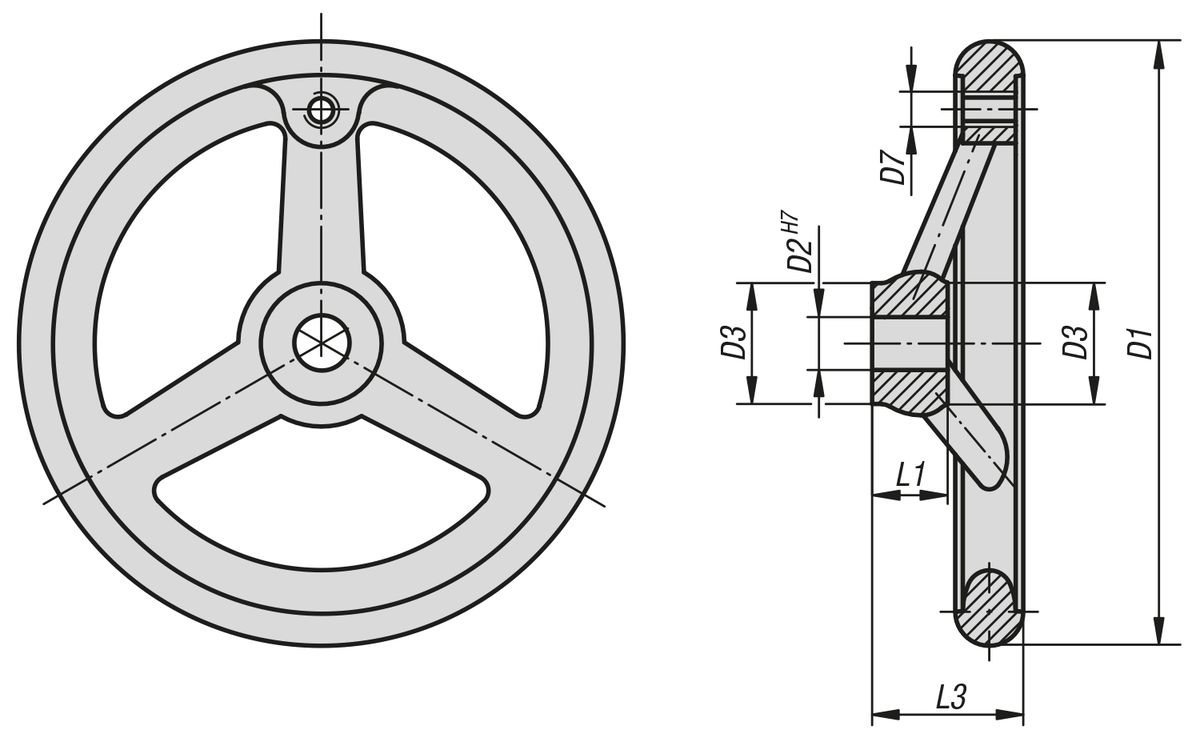 Handwheels DIN 950, stainless steel