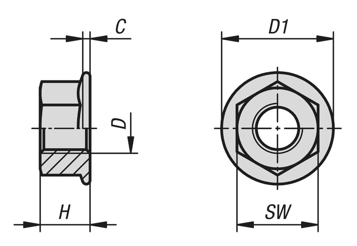 Hexagon nuts with flange, DIN 6923 / EN 1661 enhanced