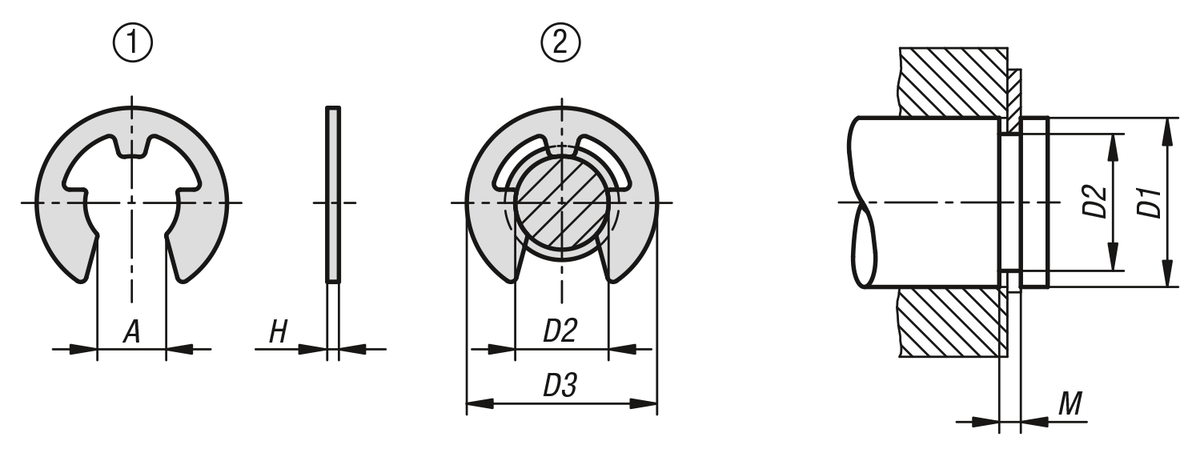 Circlips E-type DIN 6799