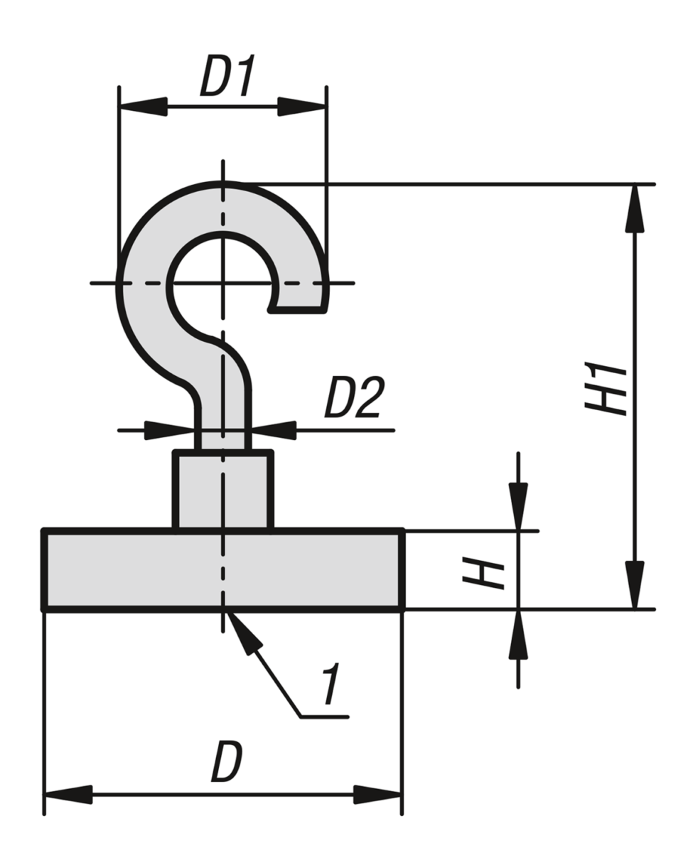 Magnets shallow pot with hook, NdFeB