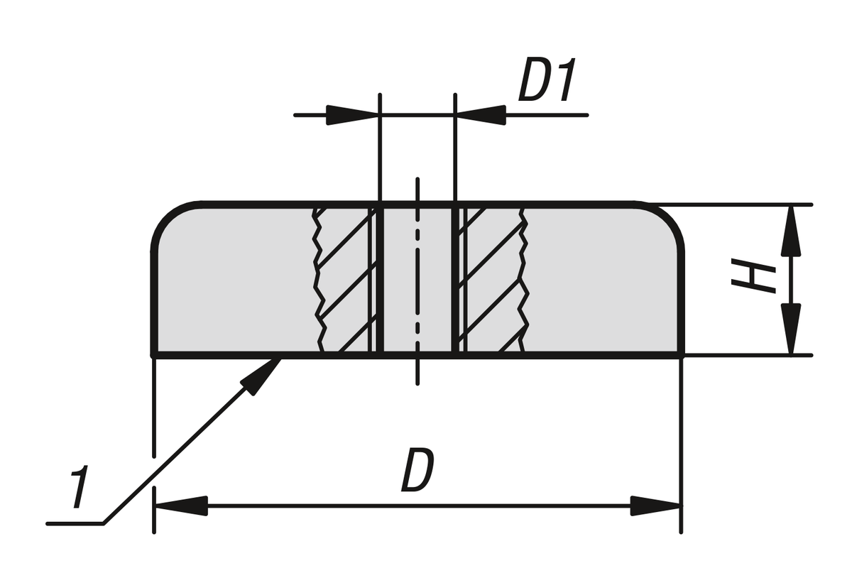 Magnets shallow pot with internal thread, hard ferrite