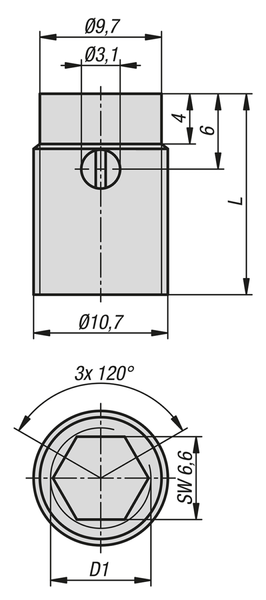 Threaded insert, steel, self-tapping, type B