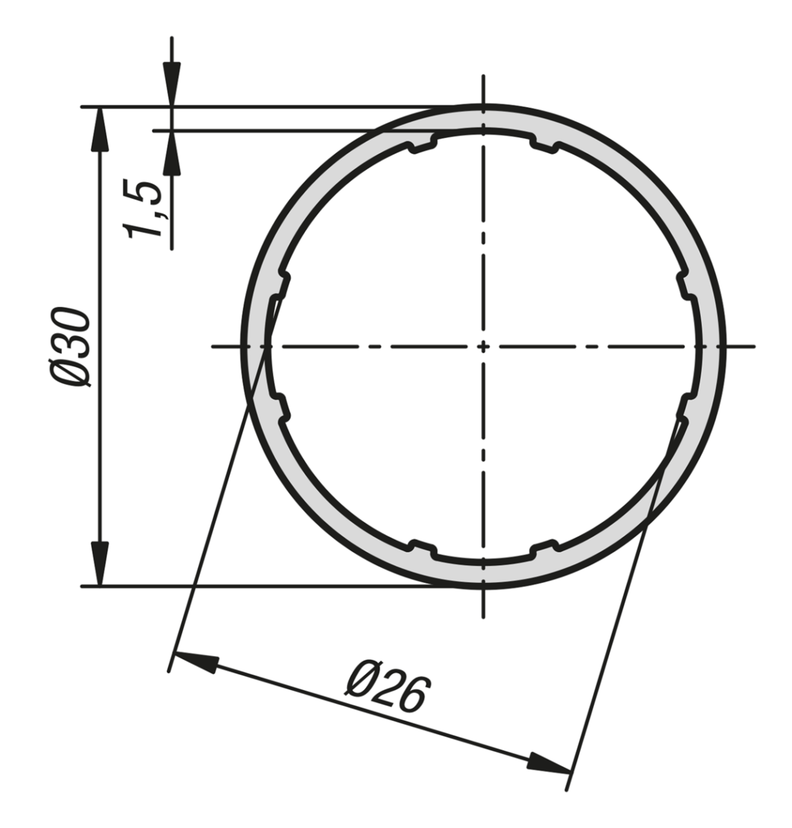 Round tube, aluminium Ø30 type I