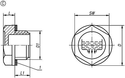 Screw plugs style C, with drain symbol