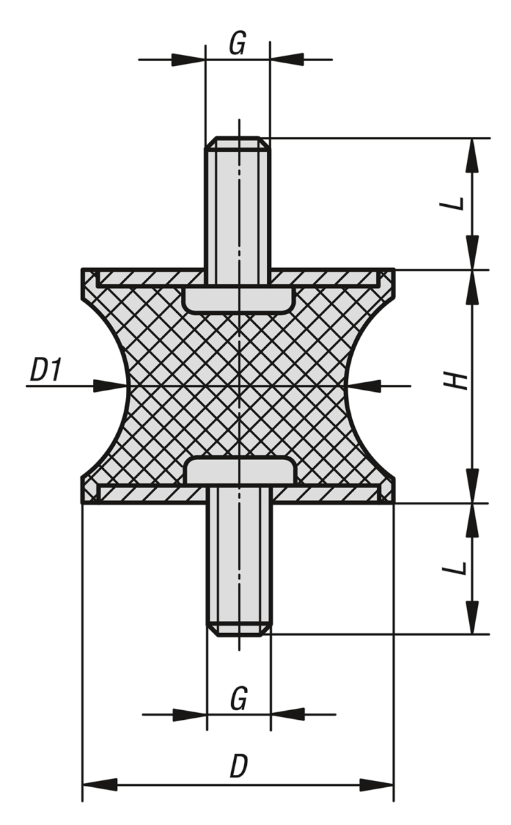 Rubber buffers type AT tapered