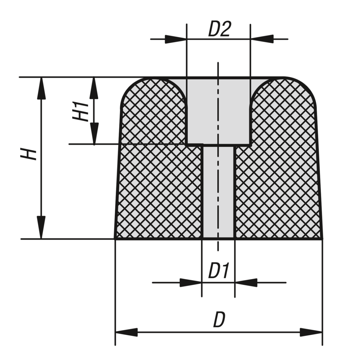 Rubber impact buffers type TP door buffer