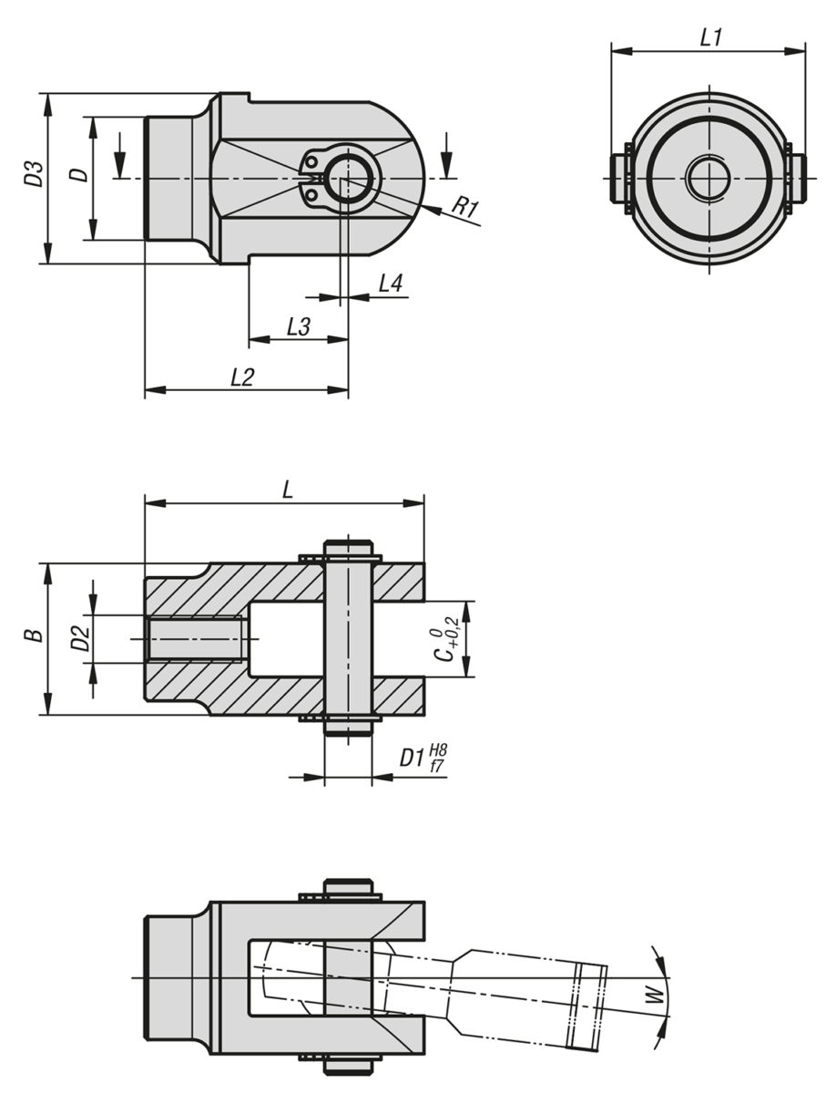 Clevis joints for rod ends stainless steel