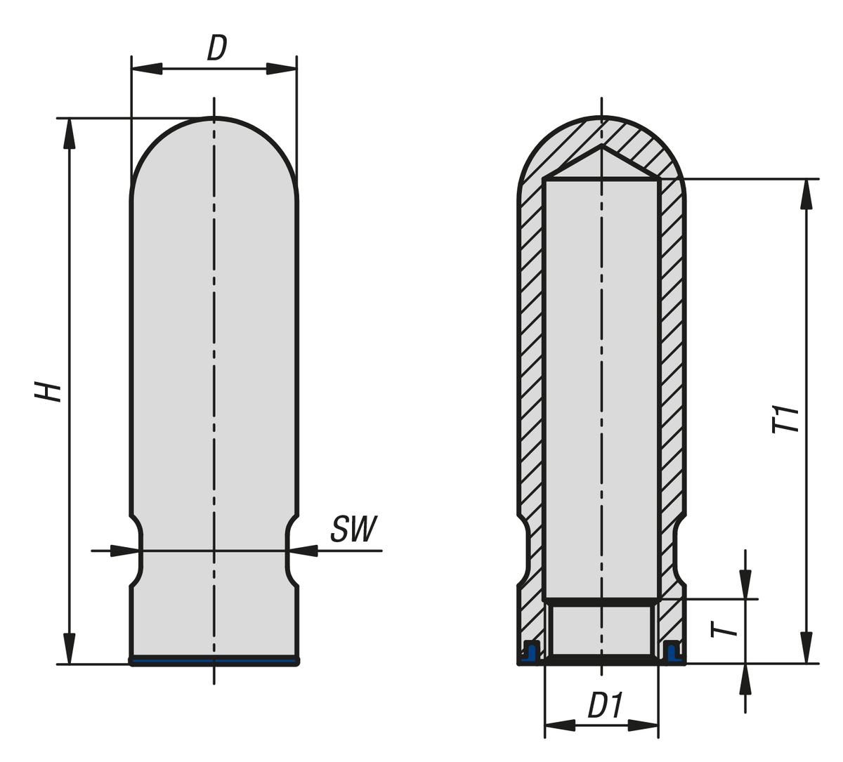 Thread cover, stainless steel, in Hygienic DESIGN