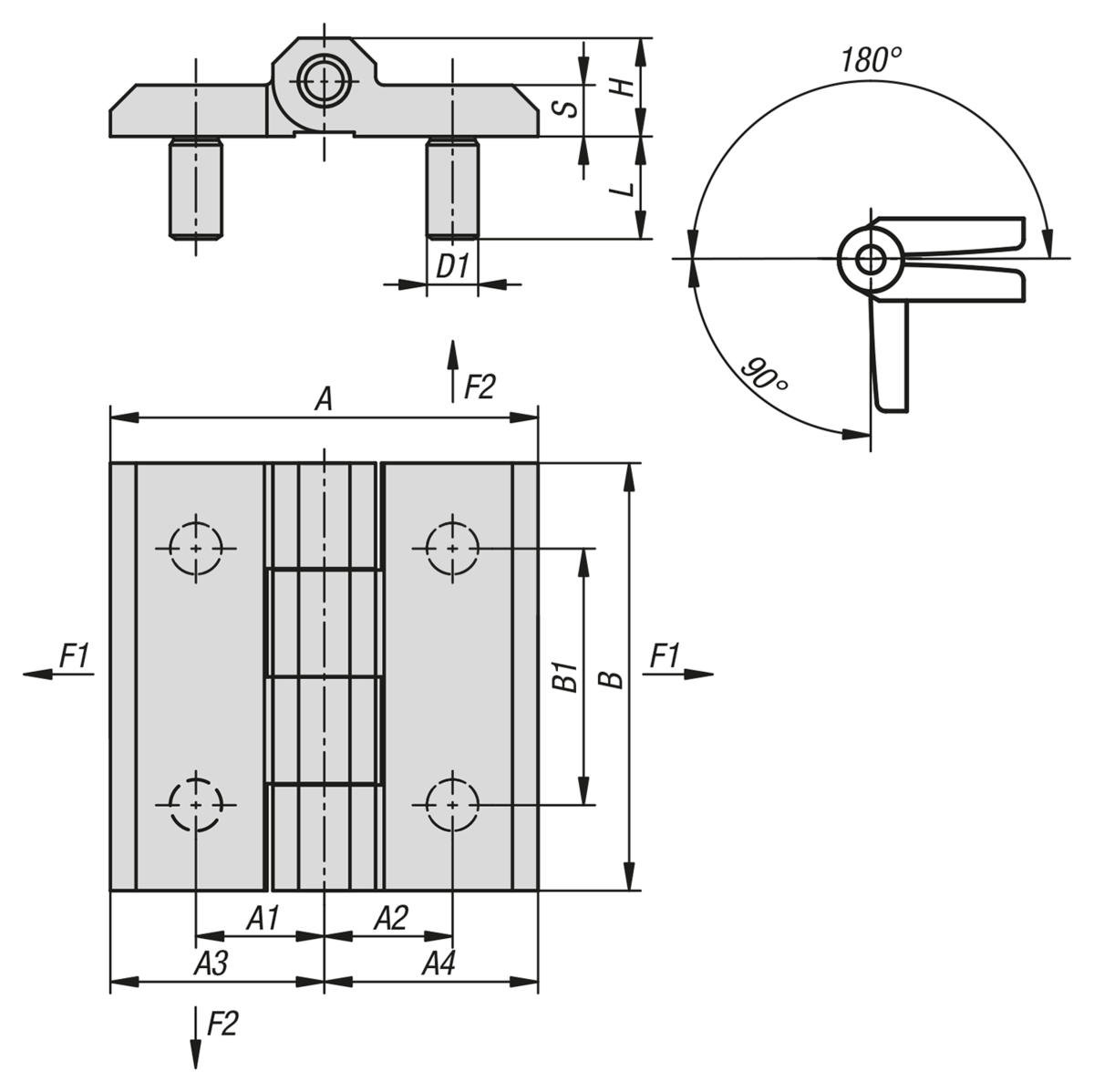 Hinges die-cast zinc with fastening screws