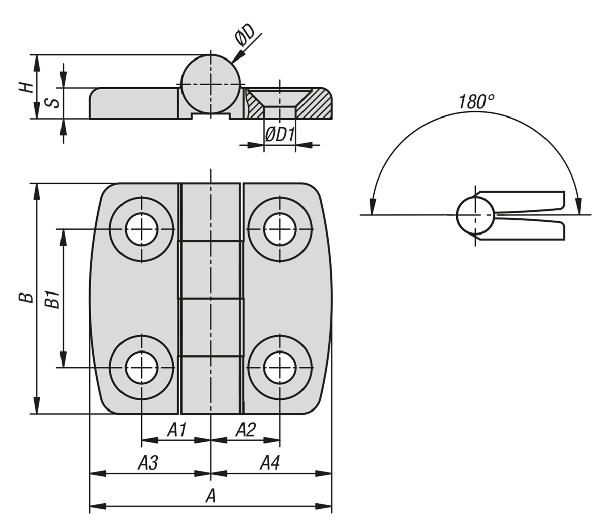 Hinges, stainless steel