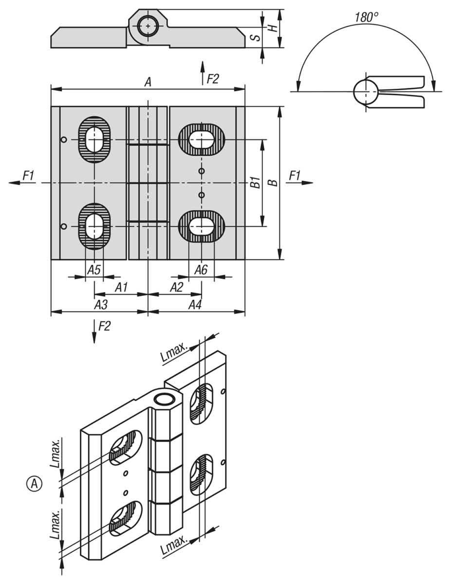 Charnières en inox, ajustables