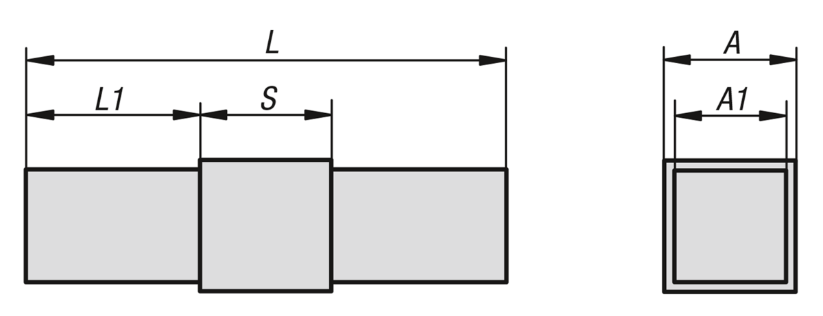 Square tube connectors straight