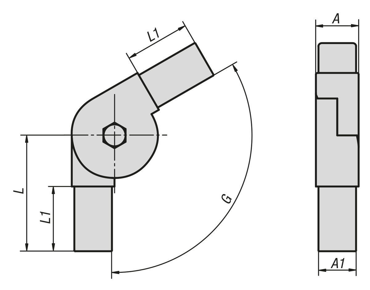 Square tube connectors two-way swivel