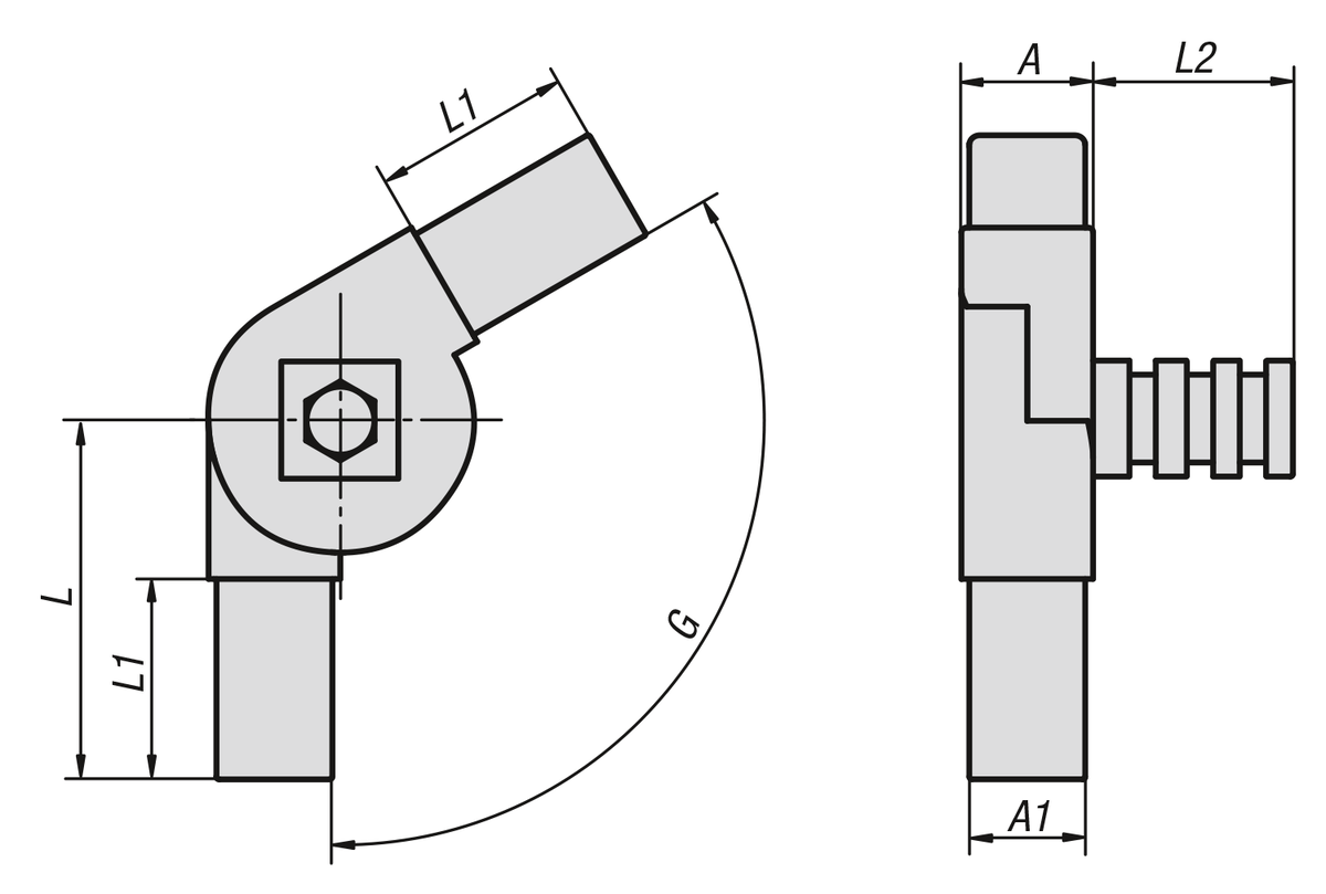 Square tube connectors three-way swivel