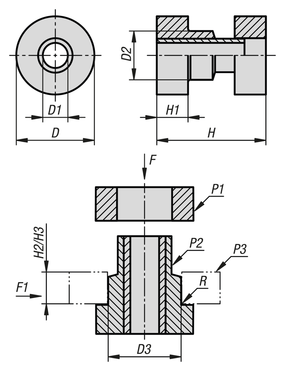 Neoprene connecting isolators, two-piece