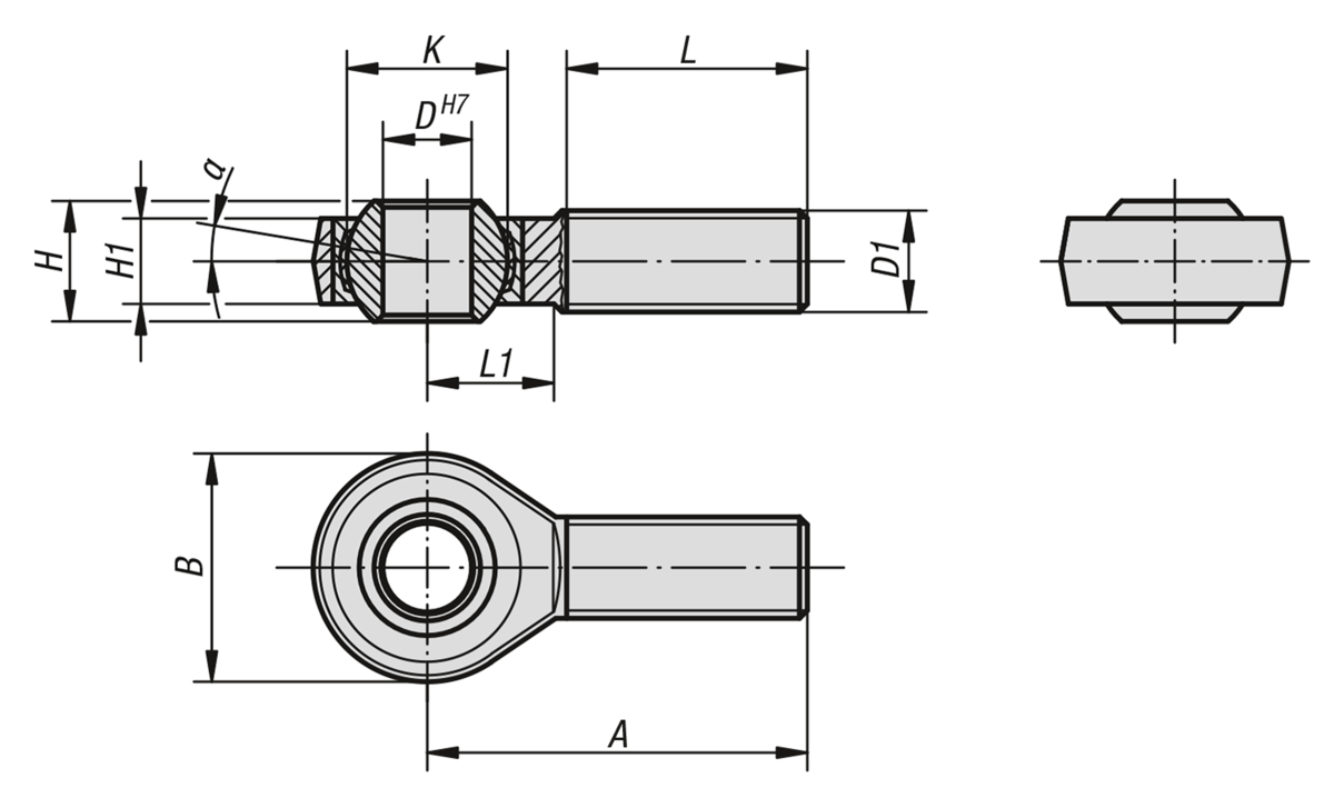 Rod ends with plain bearing external thread, DIN ISO 12240-4