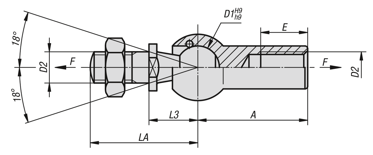 Embout axial à rotule similaire à DIN 71802