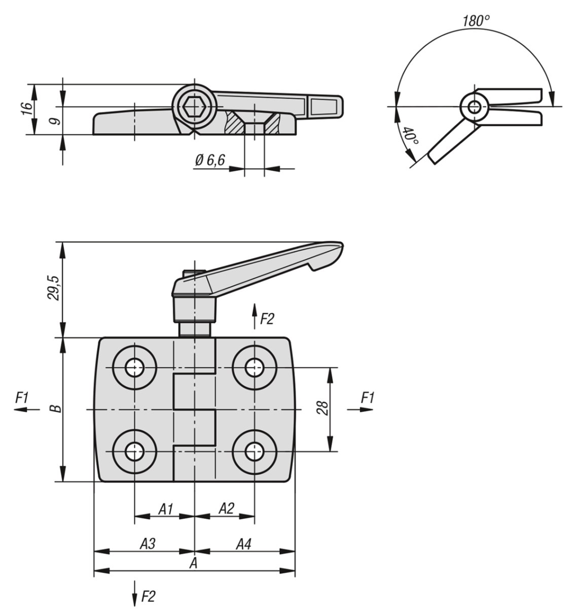 Hinges plastic, with locking lever