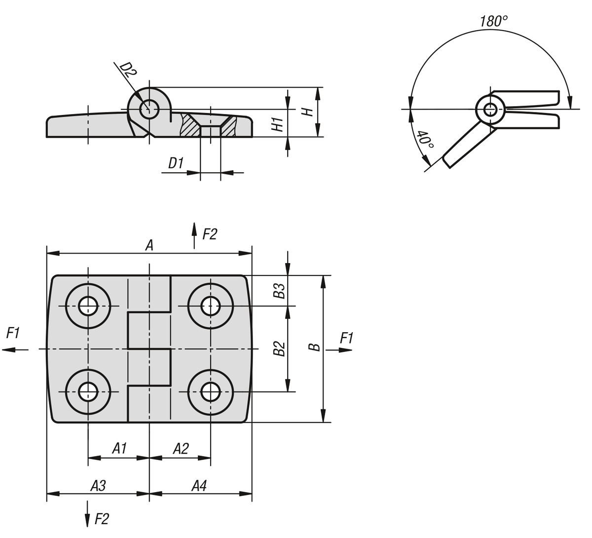 Charnière en inox