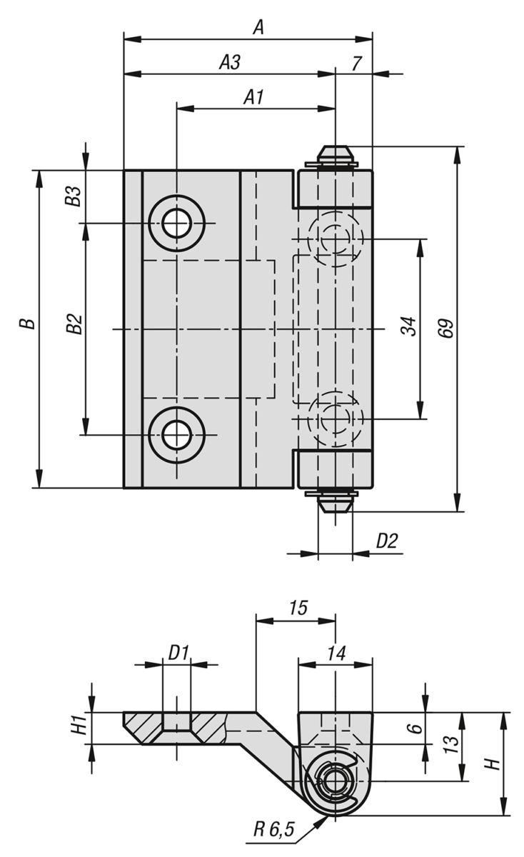 Charnière en inox